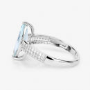 2.09 Carat Genuine Aquamarine and White Diamond 14K White Gold Ring-4