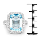 9.25 Carat Genuine Blue Topaz .925 Sterling Silver Ring-3