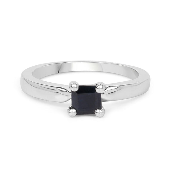 0.63 Carat Genuine Black Sapphire .925 Sterling Silver Ring