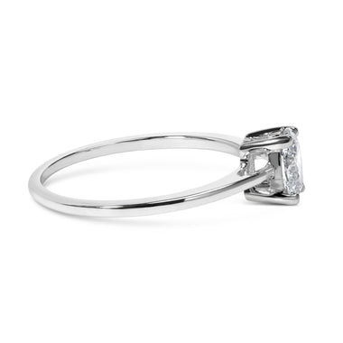 14K White Gold 1/2 Cttw Oval Lab Grown Diamond 4 Prong Solitaire Engagement Ring (F-G Color, VS2-SI1 Clarity) - Size 7 - 0