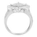 .925 Sterling Silver 2/5 Cttw Princess Cut Diamond Square On Point Cluster Composite Cocktail Ring (H-I Color, SI1-SI2 Clarity) - Size 6-4