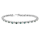 14K White Gold Round-Cut Blue Diamonds Bracelet (3.00 cttw, Blue Color, Clarity)-2