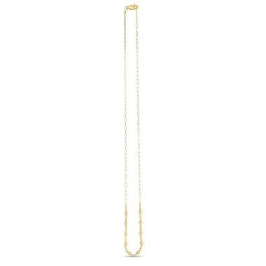 14k Yellow Gold Bead Paperclip Necklace - 0