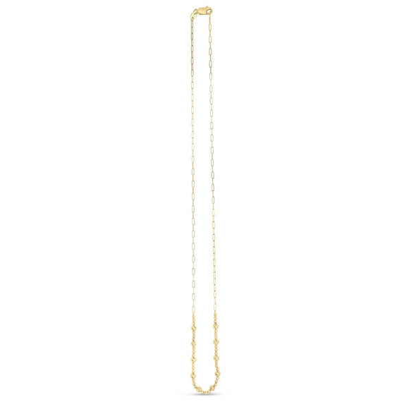 14k Yellow Gold Bead Paperclip Necklace