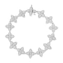 .925 Sterling Silver 1.0 cttw Miracle-Set Diamond 4 Leaf Clover Link Bracelet (I-J Clarity, I3 Color) - Size 7.25"-2