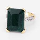 7.64 Carat Dyed Emerald and White Diamond .925 Sterling Silver Ring-4