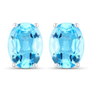 4.00 Carat Genuine Swiss Blue Topaz .925 Sterling Silver Earrings-1