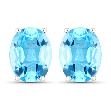 4.00 Carat Genuine Swiss Blue Topaz .925 Sterling Silver Earrings
