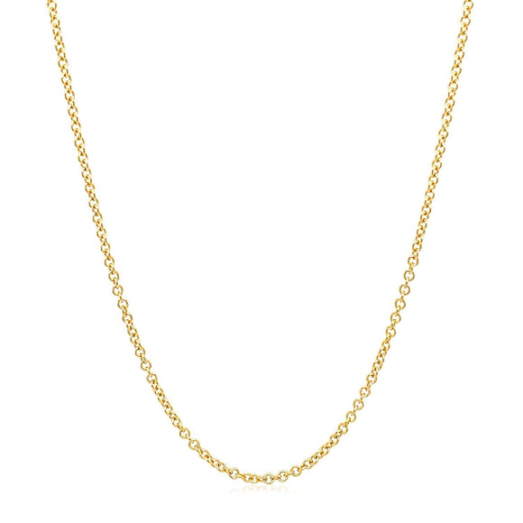 14k Yellow Gold Round Cable Link Chain 1.5mm