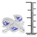 1.52 Carat Genuine Tanzanite and White Zircon .925 Sterling Silver Ring-4