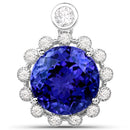 14.36 Carat Genuine Tanzanite and White Diamond 18K White Gold Pendant-1