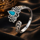 925 Sterling Silver Ring with Synthetic Turquoise in Oxidized Finish for Women-1
