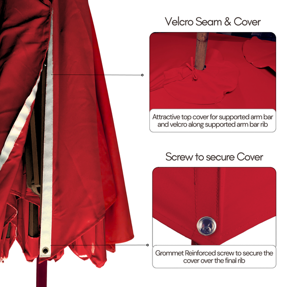 11 ft Cantilever Umbrella Replacement Canopy Supported Bar 8 Ribs Red