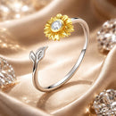 925 Sterling Silver Ring with Pavé Setting CZ, 0.1cm Width, Flower Design for Women-1