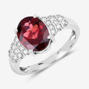 2.87 Carat Genuine Rhodolite and White Diamond 14K White Gold Ring-4