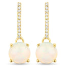 1.06 Carat Genuine Ethiopian Opal and White Diamond 10K Yellow Gold Earrings-1