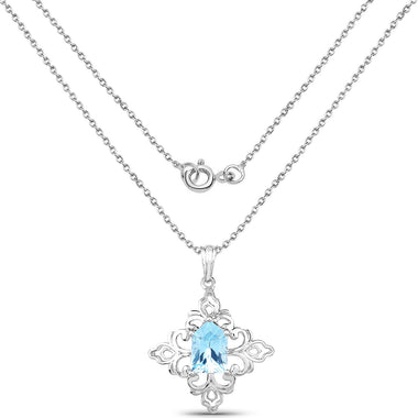 6.10 Carat Genuine Swiss Blue Topaz .925 Sterling Silver Pendant - 0