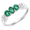 0.53 Carat Genuine Zambian Emerald and White Diamond 14K White Gold Ring-1