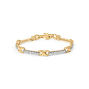 10K Yellow Gold 1.00 Cttw Pave Set Diamond Bar and  X-Link 7" Bracelet (I-J Color, I3 Quality)-1
