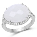 7.33 Carat Genuine White Rainbow Moonstone And White Topaz .925 Sterling Silver Ring-1
