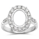 0.60 Carat Genuine White Diamond 14K White Gold Semi Mount Ring - holds 10x8mm Oval Gemstone-2