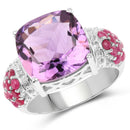 6.55 Carat Genuine Amethyst, Ruby and White Topaz .925 Sterling Silver Ring-1