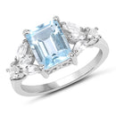 3.38 Carat Genuine Blue Topaz & White Topaz .925 Sterling Silver Ring-1