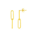 14K Yellow Gold Two Link Paperclip Chain Earrings-1