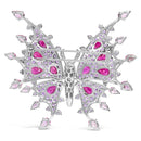 18K White Gold 1.00 Cttw Diamond, Ruby  Sapphire, and Amethyst Mixed Gemstone Butterfly Brooch Pin (G-H Color, VS1-VS2 Clarity)-4