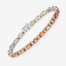 16.73 Carat Genuine Orange Sapphire and White Diamond 14K White Gold Bracelet-2