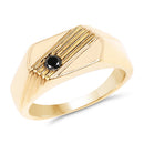 14K Yellow Gold Plated 0.12 Carat Genuine Black Diamond .925 Sterling Silver Ring-1