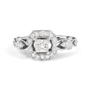 14K White Gold Diamond 3/4 Cttw Diamond Halo Style and Woven Shank Engagement Ring (G-H Color, VS2-SI1 Clarity) - Size 7-4