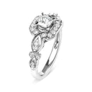 14K White Gold Diamond 3/4 Cttw Diamond Halo Style and Woven Shank Engagement Ring (G-H Color, VS2-SI1 Clarity) - Size 7-6