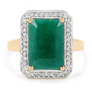 5.71 Carat Dyed Emerald and White Diamond 14K Yellow Gold Ring-3