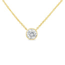 10K Yellow Gold 1/2 Carat Round Brilliant-Cut Diamond Modern Bezel-Set Solitaire 16"-18" Pendant Necklace (H-I Color, SI2-I1 Clarity)-1