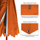 11 ft Cantilever Umbrella Replacement Canopy Supported Bar 8 Ribs Tuscan Orange-6