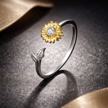 925 Sterling Silver Ring with Pavé Setting CZ, 0.1cm Width, Flower Design for Women - 0