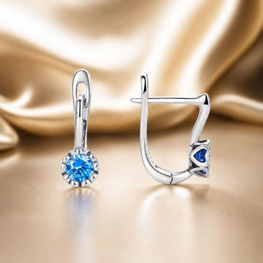 925 Sterling Silver Earrings with Oxidized Finish and Pavé Setting - 0