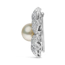 18K White Gold 2 3/4 Cttw Diamond and 12.5 MM Cultured Freshwater Pearl Floral Brooch Pin (G-H Color, VS1-VS2 Clarity)-3