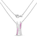 1.08 Carat Genuine Pink Sapphire and White Sapphire .925 Sterling Silver Pendant-2