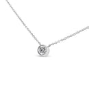 10K White Gold 1/2 Carat Round Brilliant-Cut Diamond Modern Bezel-Set Solitaire 16"-18" Pendant Necklace (H-I Color, SI2-I1 Clarity)-2