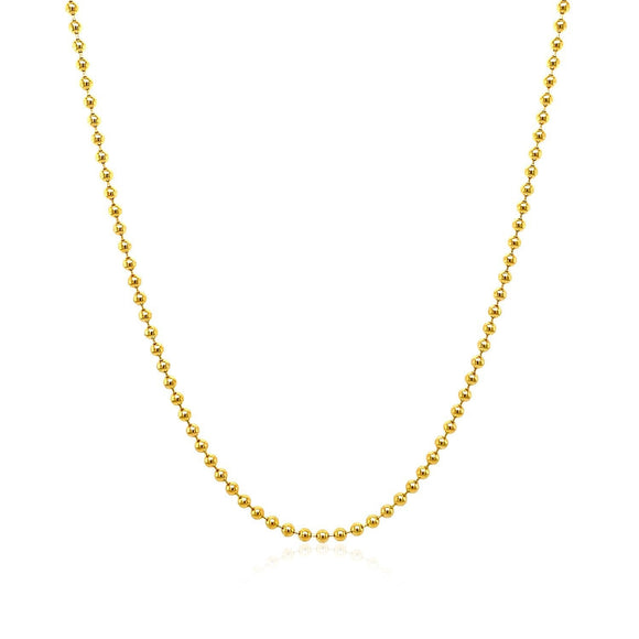 18k Yellow Gold Bead Chain 1.5mm (1.50 mm)