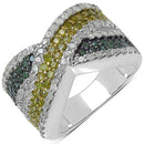1.44 Carat Genuine Multi Diamond .925 Sterling Silver Ring-1