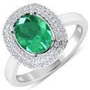 1.97 Carat Genuine Zambian Emerald  and White Diamond 14K White Gold Ring-1