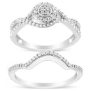 .925 Sterling Silver 1/6 Cttw Diamond Composite Halo and Split Shank Bridal Set Ring and Band  (I-J Color, I3 Clarity) - Size 7-1