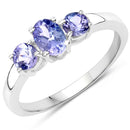 0.90 Carat Genuine Tanzanite .925 Sterling Silver Ring-1