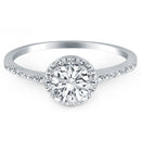 14k White Gold Diamond Halo Collar Engagement Ring-2