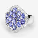 2.41 Carat Genuine Tanzanite and White Topaz .925 Sterling Silver Ring-4