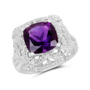 4.35 Carat Genuine Amethyst .925 Sterling Silver Ring-1