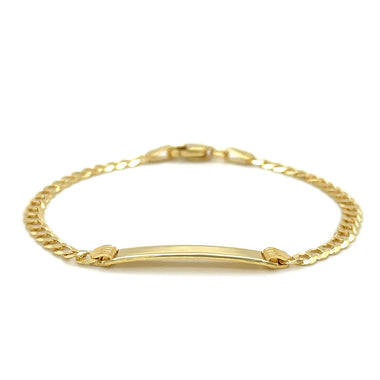 14k Yellow Gold Curb Link Style Children's ID Bracelet - 0